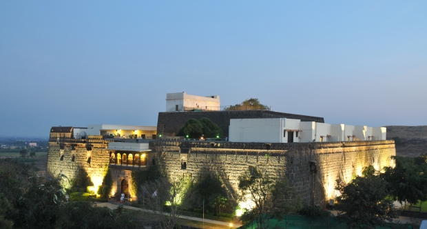 the fort lit up at night