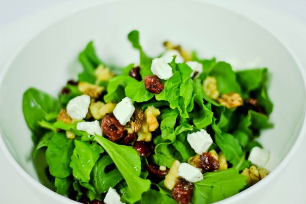 Cranberry & Chevre - rocket & walnut bits and cranberry parsley dressing at The White Owl